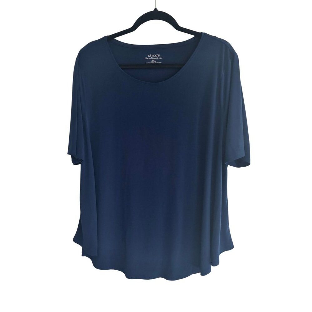 Chico’s Ultimate Tee Sz 3 (Fits Sz XL) Dark Blue